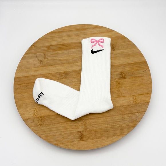 Custom Bow Nike Dri Fit Crew & Ankle Socks - One Pair (Blue, Pink, & Gold) - Picture 2 of 7
